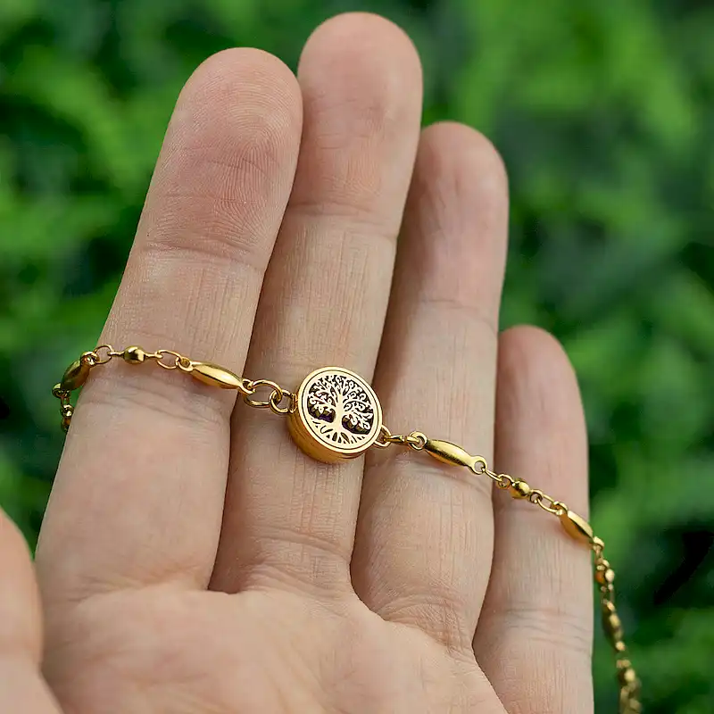 Pulseira Difusora Zoe Árvore da Vida Celta Aço Inox 316L [Tampa